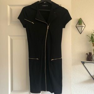 Theme Size S Black Zipper Midi Dress